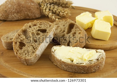 composition with fresh bread and butter