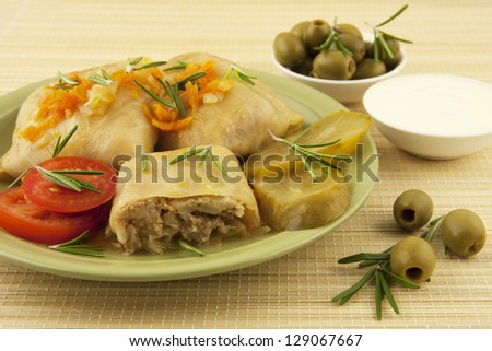 cabbage rolls in ceramic plate