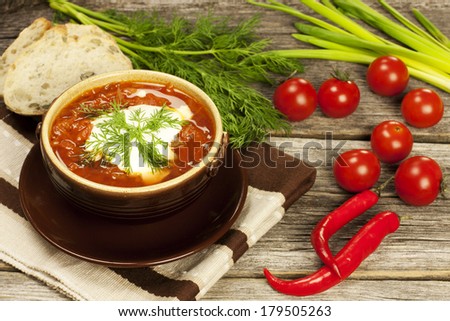 Borscht, beetroot soup, Russian cuisine