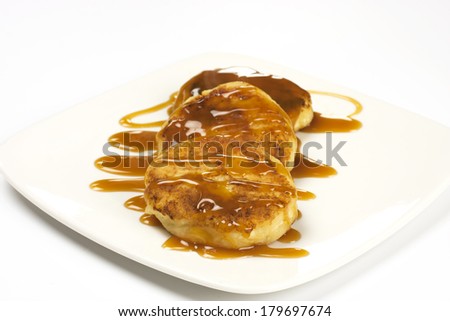 Pancakes  with curd and sweet sauce