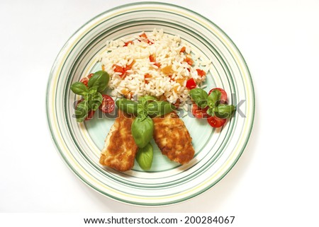 Rice with Vegetables and Chicken Stake