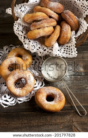 Donuts,  fried pastry and sugar