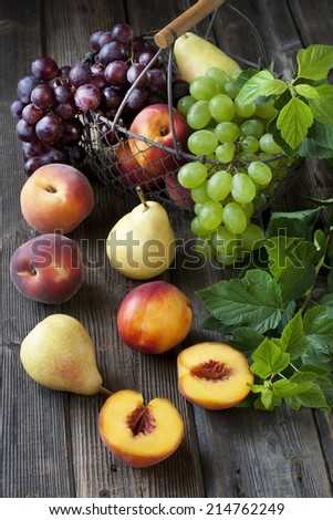 Juicy flavorful pears, grape, nectarines and peaches