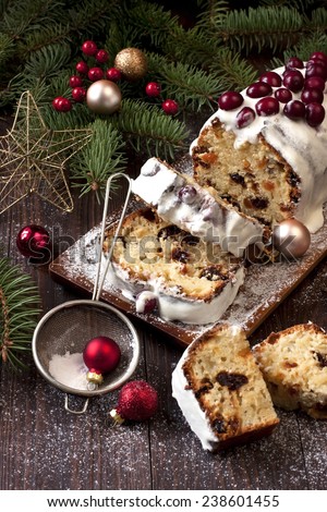 Holidays cake with raisins and nuts