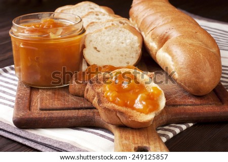 Breakfast with bread and jam