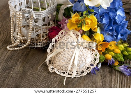 Holiday  composition with flowers and accessories.March 8, valentine\'s day, mother\'s day, wedding