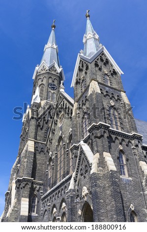 Historic church of gothic revival architecture style in Milwaukee Wisconsin
