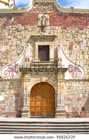 Entrance and facade of San Andres or Saint Andrews community church in Ajijic Mexico