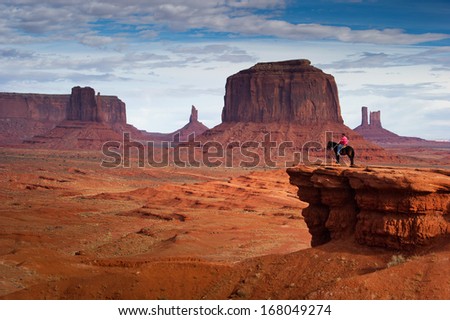 Monument Valley, Utah - November 20: An Unidentified Navajo Man Rides A Horse On November 20, 2010 At Monument Valley, Utah, Usa. Monument Valley Is A Navajo Reservation Area.