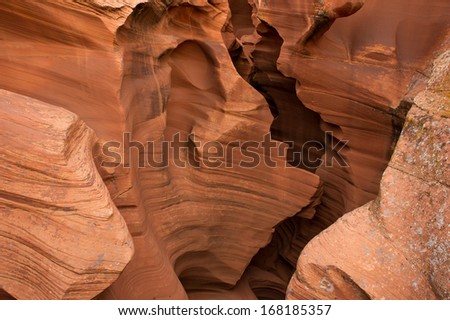 Antelope Canyon red sandstone wall abstract pattern. Page, Arizona. Lake Powell Navajo Tribal Park.