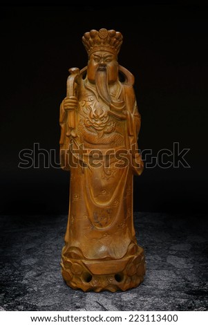 Wood Carving Statue of Prosperity Money God