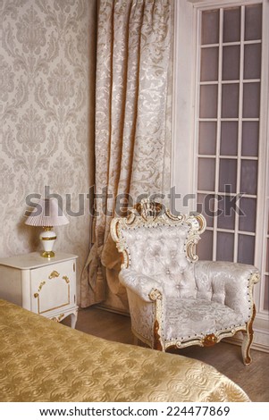 cozy stylish vintage corner of the ivory bedroom