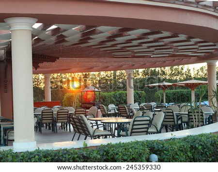 open air restaurant in egyptian all inclusive resort hotel
