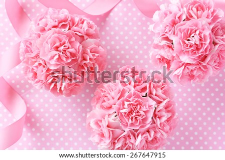 Pink carnation bouquet with pink bow  for mother\'s day