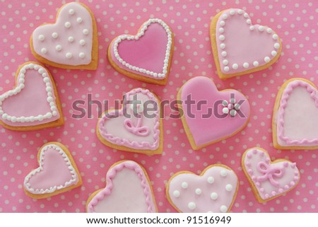 Heart Shaped Cookies For Valentines Day Stock Photo 91516949 ...