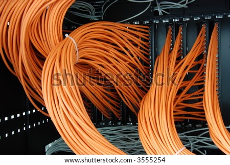 network cables in rack