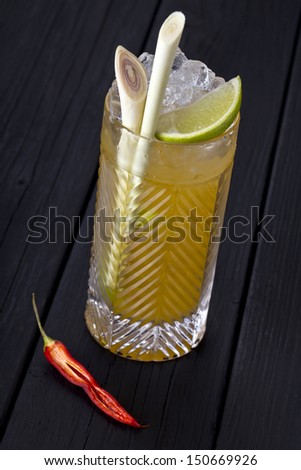 spicy tropical cocktail with lemon grass and lime