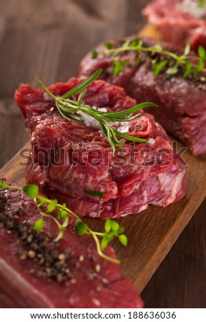 raw beef steaks