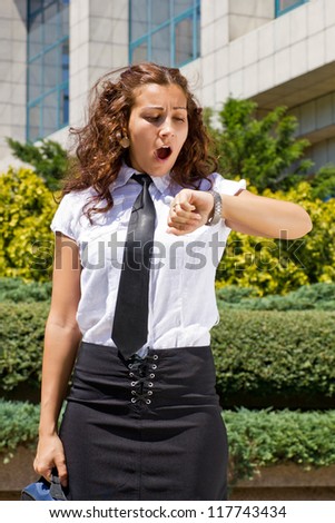young bussines woman running late