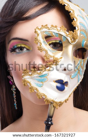 Beauty Model Girl With Carnival Mask