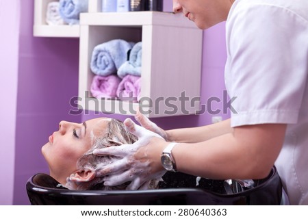 hair washing at a hairdressing salon
