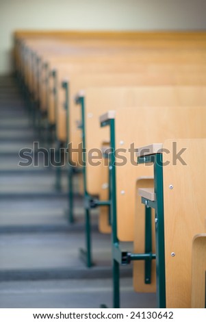 empty desks in the school classroom