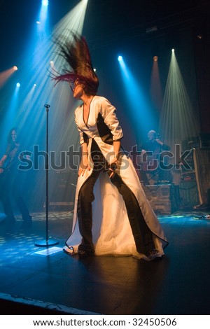 stock photo BUDAPESTJUNE 20 Tarja Turunen and her band performs on stage
