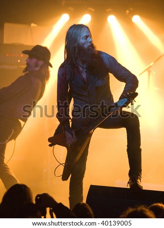 BUDAPEST-OCTOBER 4: Solstafir black metal band performs on stage at Diesel club October 4, 2009 in Budapest, Hungary