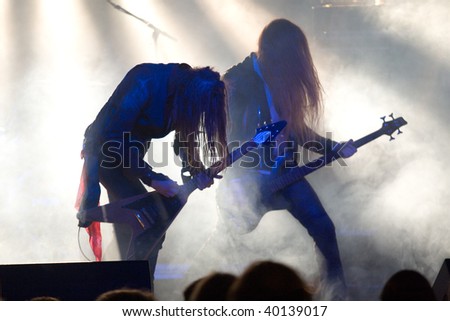 BUDAPEST-OCTOBER 4: Solstafir black metal band performs on stage at Diesel club October 4, 2009 in Budapest, Hungary