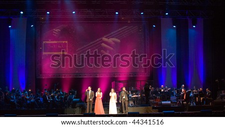 BUDAPEST - JANUARY 09: Cotton Club Singers Band performs on stage at Sportarena on January 09, 2010 in Budapest, Hungary.