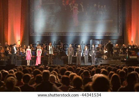 BUDAPEST - JANUARY 09: Cotton Club Singers Band performs on stage at Sportarena on January 09, 2010 in Budapest, Hungary.