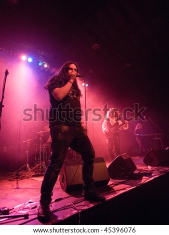 BUDAPEST - JANUARY 26: Power Metal Band from Cyprus called Winters Verge performs on stage at PeCsa on January 26, 2010 in Budapest, Hungary.