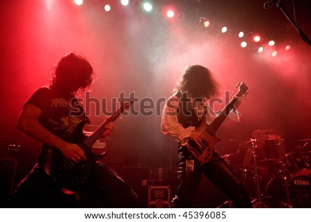 BUDAPEST - JANUARY 26: Power Metal Band from Cyprus called Winters Verge performs on stage at PeCsa on January 26, 2010 in Budapest, Hungary.