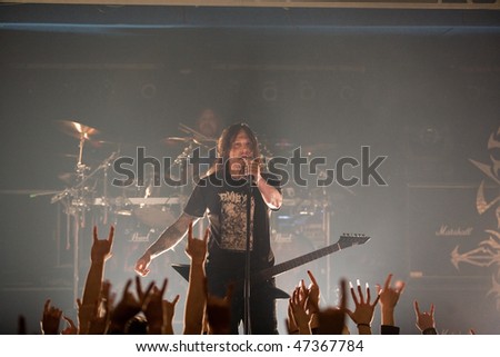 BUDAPEST - FEBRUARY 18: Hypocrisy, Sweden Death Metal Band performs on stage at Diesel Club on February 18, 2010 in Budapest, Hungary.