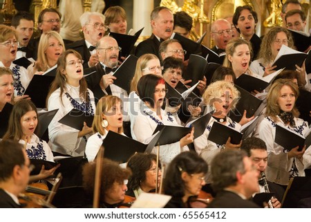 BUDAPEST, HUNGARY - NOVEMBER 20: The Budapest Youth Choir performs at the Szent TerÂz Templom on Nov 20, 2010 in Budapest, Hungary