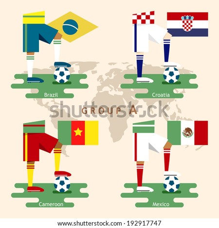 National Soccer team with flag Flat design Group A National Soccer team with flag Flat design Group A