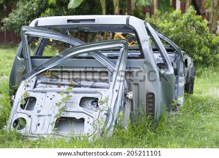 Details of a car an accident, Car wreck.