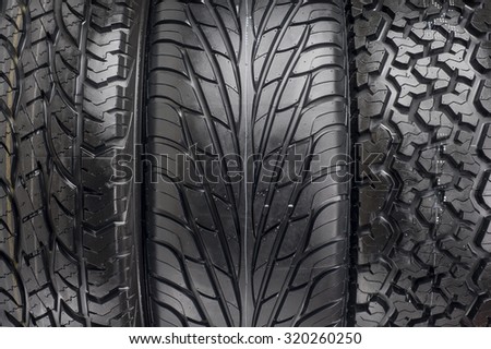 Three black tires, Texture of tire.