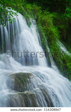 Waterfall in the forest asia thailand Erawan Waterfall, Kanjanaburi Thailand