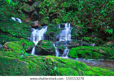 Beautiful sai thip waterfall  phu soi dao national park, uttaradit, province asia southeast asia Thailand