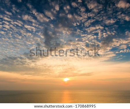 Sunset at sea, Beautiful seascape. Natural composition