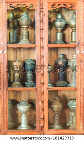 Antique cabinet and Old vase