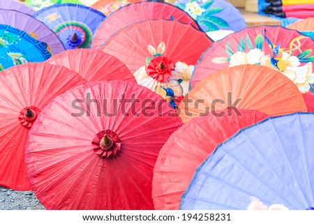 Paper umbrella handmade umbrella of Ban Bosang Chiang Mai Asia Thailand