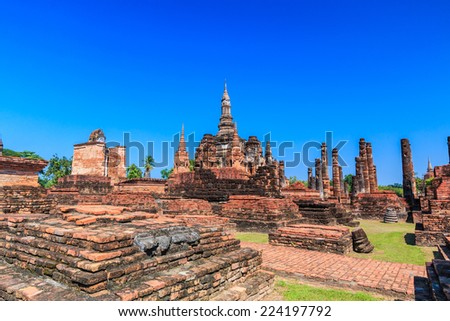 Sukhothai historical park, the old town of Thailand , They are public domain or treasure of Buddhism, no restrict in copy or use