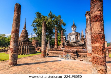 Sukhothai historical park, the old town of Thailand , They are public domain or treasure of Buddhism, no restrict in copy or use