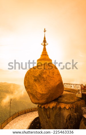 Golden rock, Kyaikhtiyo pagoda, Myanmar.They are public domain or treasure of Buddhism, no restrict in copy or use