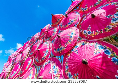 Paper umbrellas Handmade umbrellas of Chiang Mai Asia Thailand,