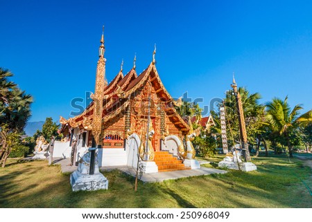 wat sridonchai temple at Pai in Mae Hong Son Thailand, They are public domain or treasure of Buddhism, no restrict in copy or use