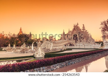 Wat Rong Khun  Thai temple - at  Chiang rai Province Asia Thailand,They are public domain or treasure of Buddhism, no restrict in copy or use