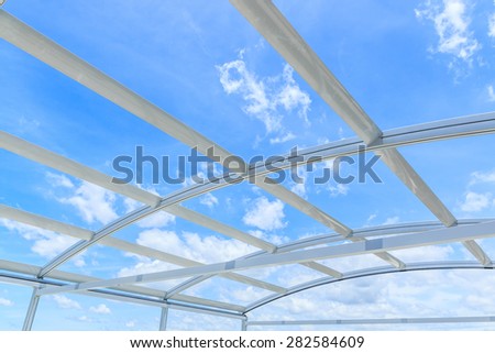 Steel aluminum roof with beautiful sky